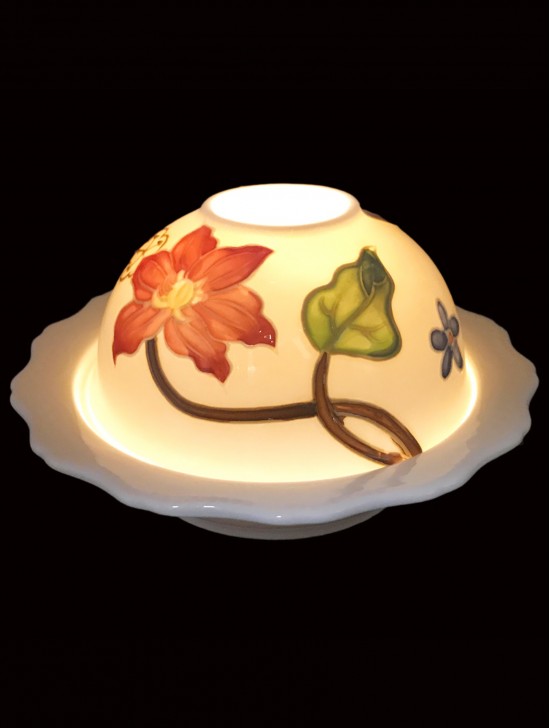 Hand Painted Porcelain Flower Dome Light with LED base